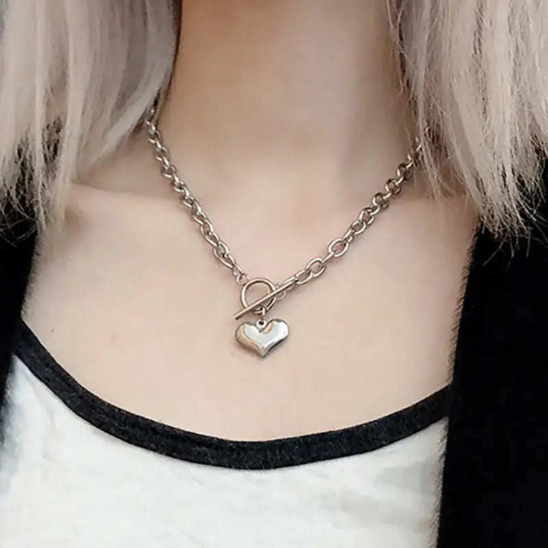 Love bites heart necklace - standart / silver