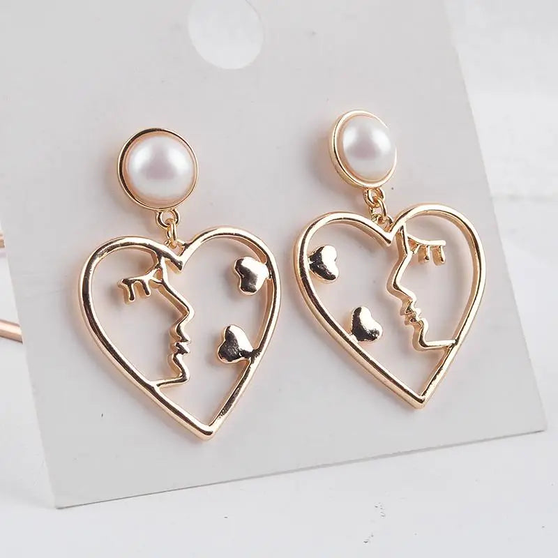 Love connection heart earrings - standart / gold - earrings