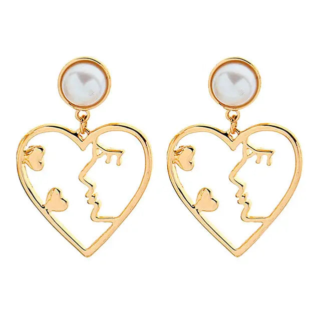 Love connection heart earrings - standart / gold - earrings