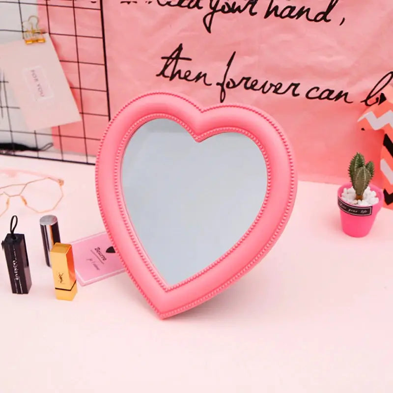 Love heart mirror for bedroom aesthetic and decoration - pink / large