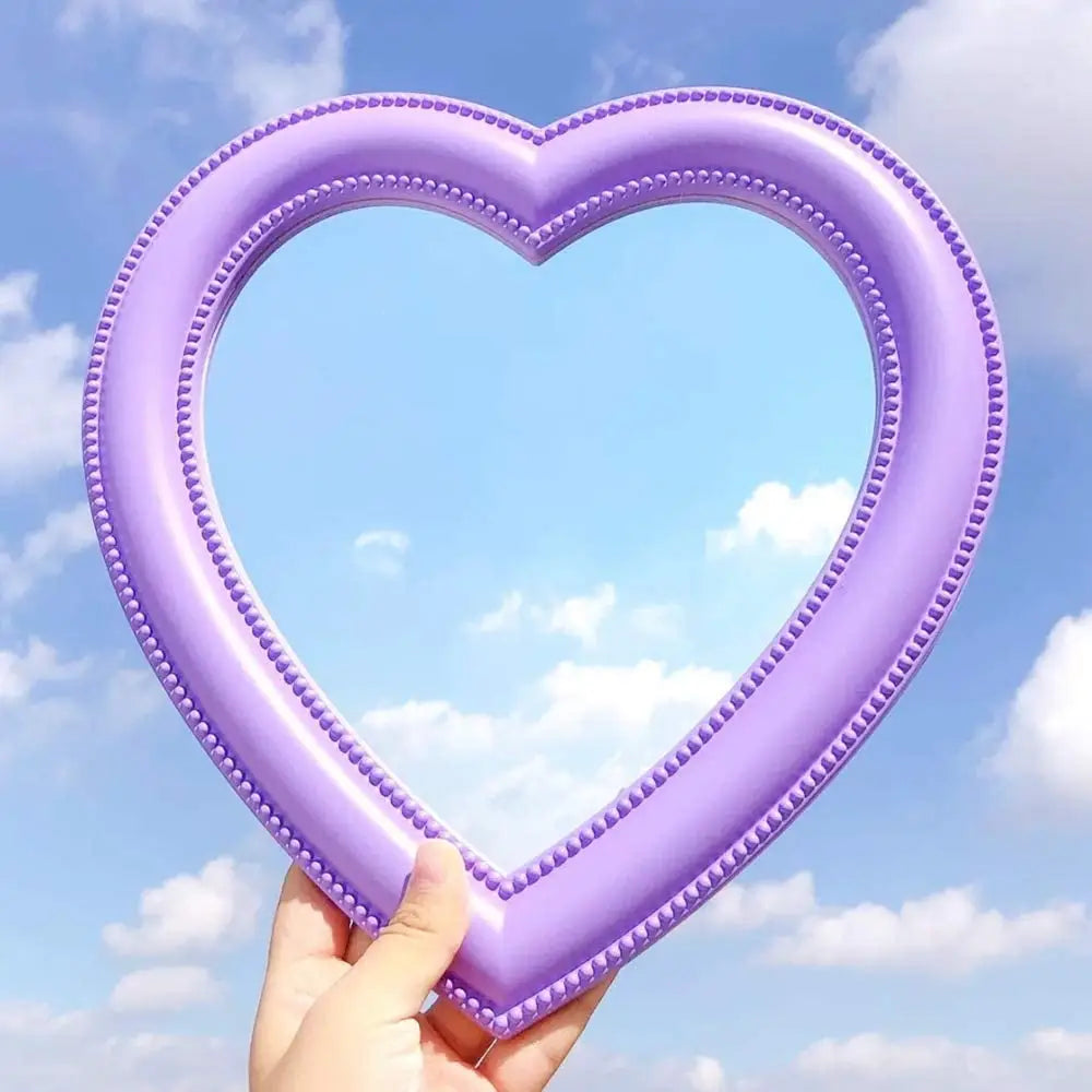 Love heart mirror for bedroom aesthetic and decoration - purple / large