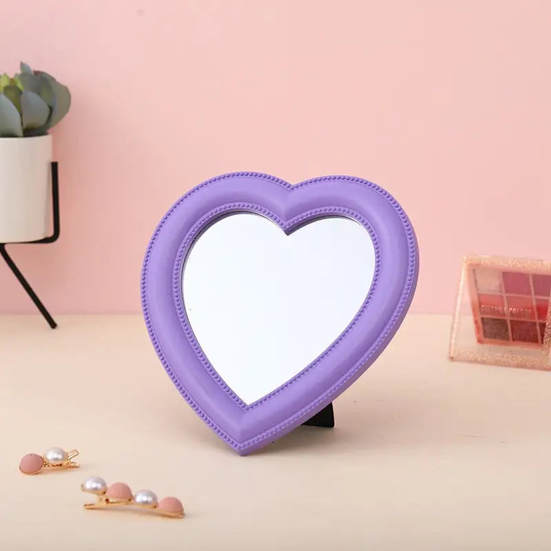 Love heart mirror for bedroom aesthetic and decoration - purple / small