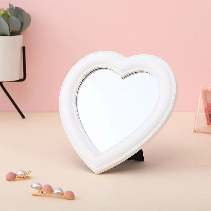 Love heart mirror for bedroom aesthetic and decoration - white / small