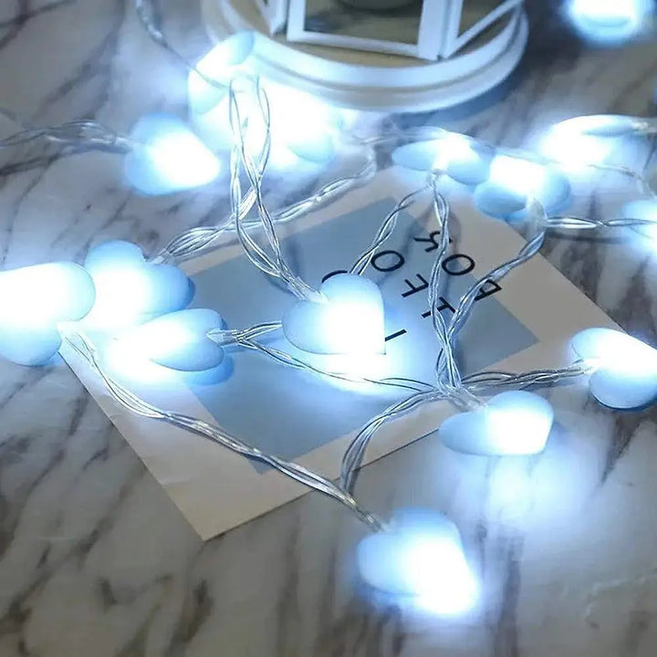 Love heart string lights for aesthetic room ambiance - 1.5m 10leds / blue