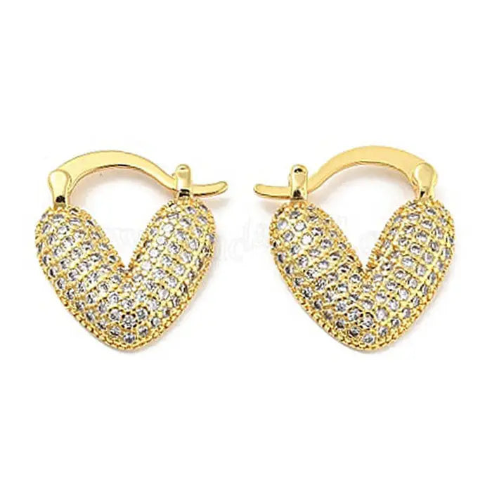 Love me tender rhinestone earrings - standart / gold - earrings