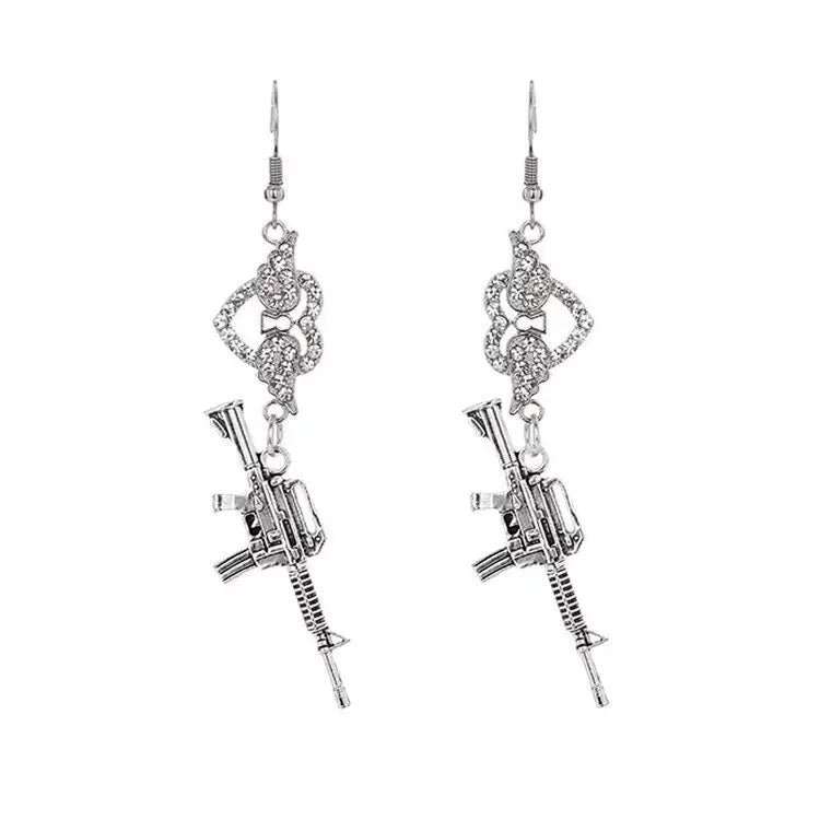 Aesthetic love roulette gun shaped earrings for unique style - standart / silver - earrings