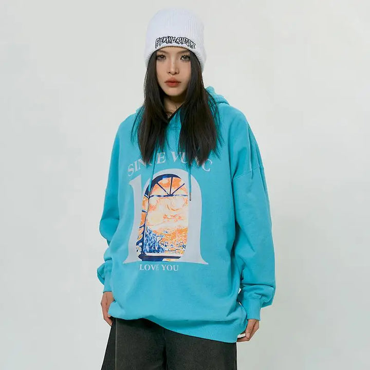 Love you graphic print hoodie y2k - hoodies