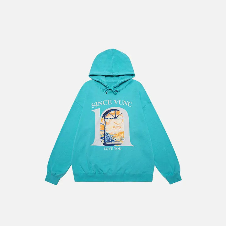 Love you graphic print hoodie y2k - turquoise / m - hoodies