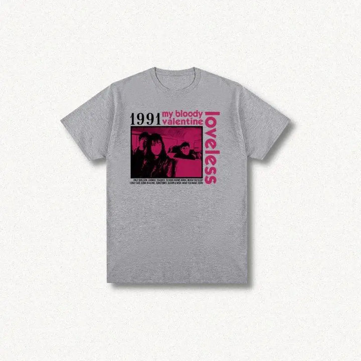 Loveless tee with my bloody valentine movie poster design - gray / s