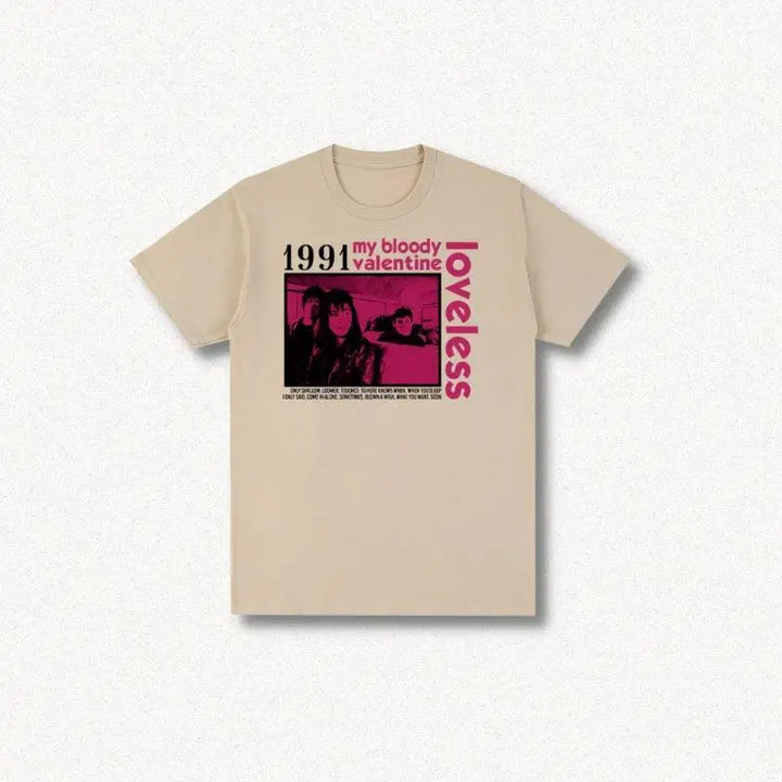 Loveless tee with my bloody valentine movie poster design - khaki / s