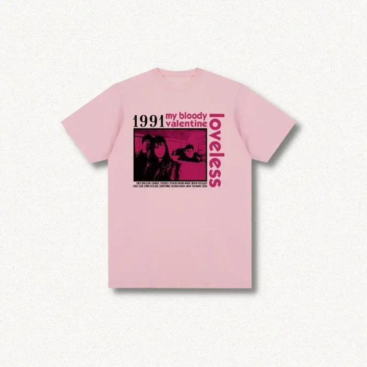 Loveless tee with my bloody valentine movie poster design - pink / s