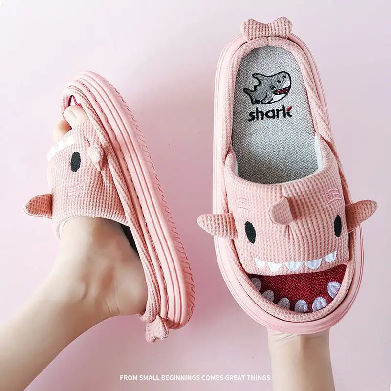Lovely animals slipper y2k - pink shark / 36/37 (insole 23cm) - slippers