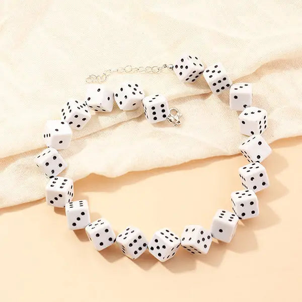 Lucky roll dice choker - standart / white - necklace