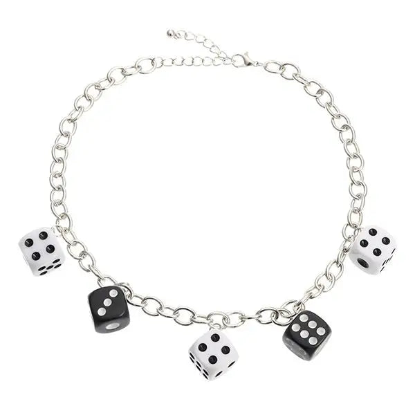 Lucky roll dice necklace - standart / black/white