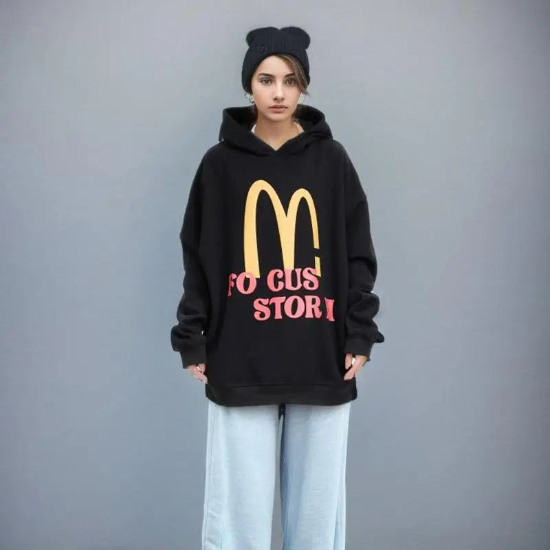 ’m’ letter print hoodie y2k - hoodies