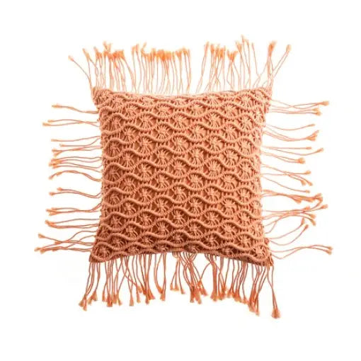 Macrame boho pillow case for aesthetic bedroom decor - orange / b / no cushion inner