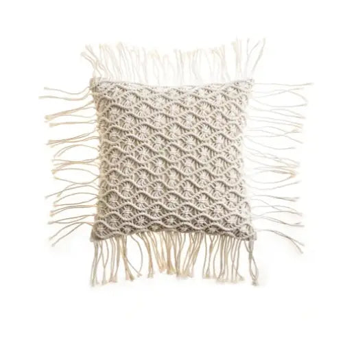 Macrame boho pillow case for aesthetic bedroom decor - white / b / with cushion inner