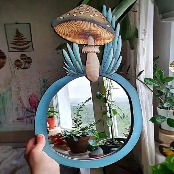 Magic mushroom mirror for a transformative room experience