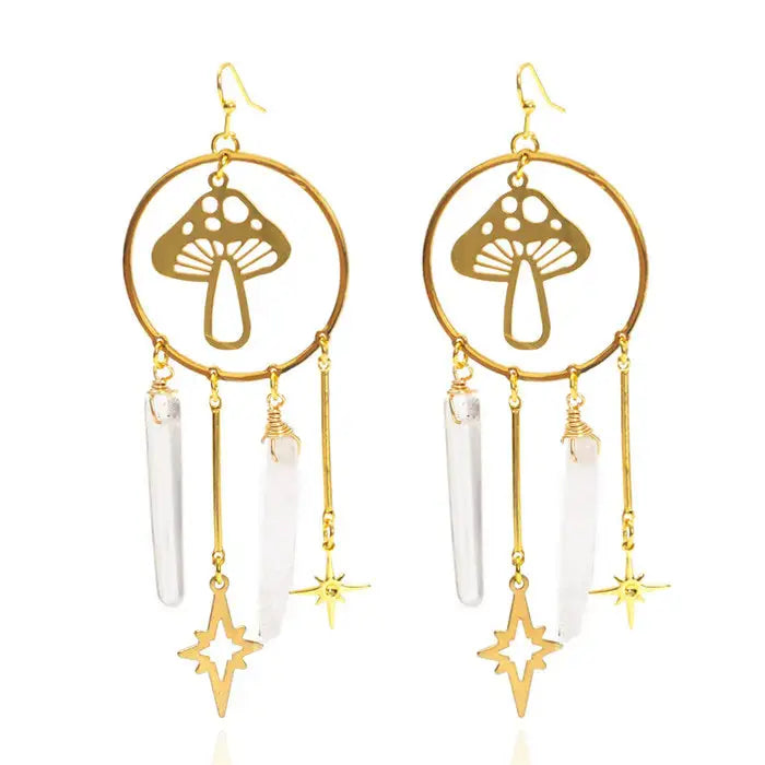 Magical mushroom earrings for unique style and expression - standart / gold - earrings