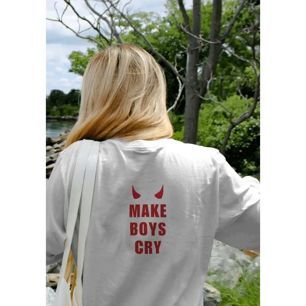 Make boys cry bold t-shirt for the confident y2k style - tee