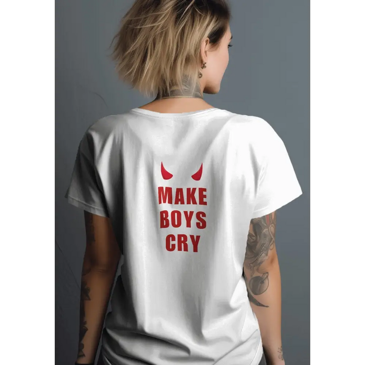 Make boys cry bold t-shirt for the confident y2k style - white / s - tee