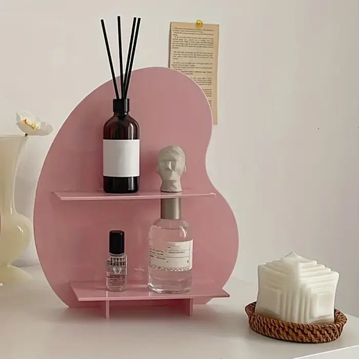 Makeup storage display shelf for stylish organization - pink