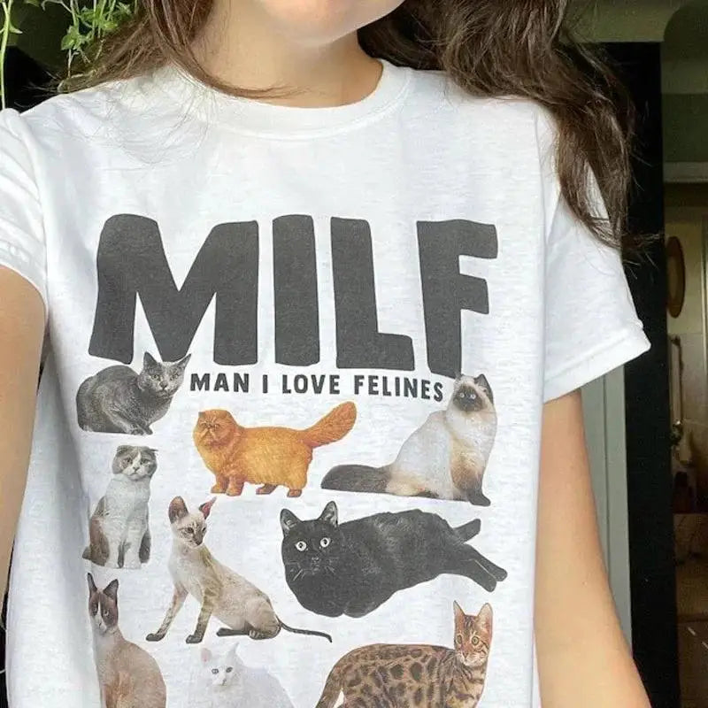 Whimsical cat tee for those who love felines and y2k style