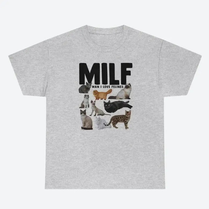 Whimsical cat tee for those who love felines and y2k style - gray / s