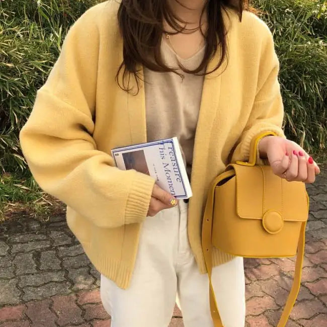 Mango mousse cardigan - free size / yellow - sweatshirts