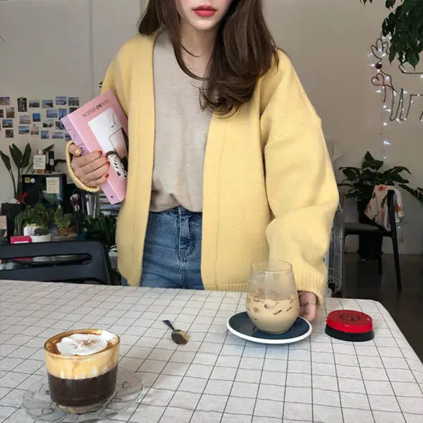 Mango mousse cardigan - free size / yellow - sweatshirts