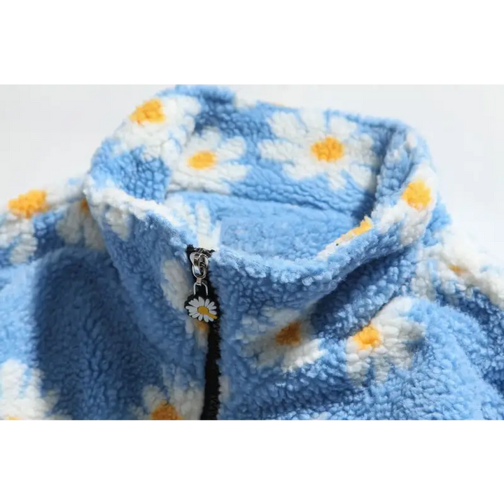 Marguerite daisy flower jacket y2k - fuzzy jackets