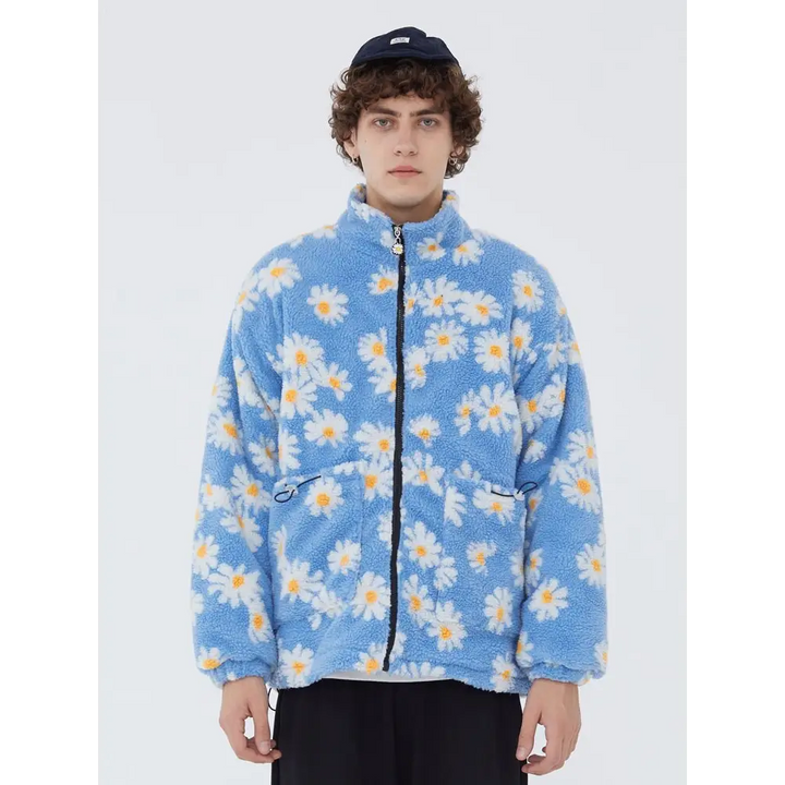 Marguerite daisy flower jacket y2k - fuzzy jackets