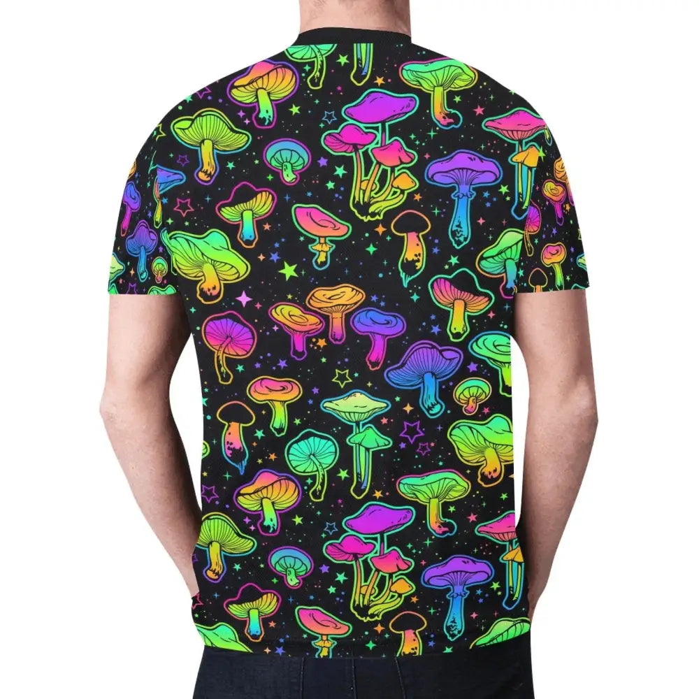 Men psychedelic mushrooms raver shirt - new all over print t-shirt for (t45)