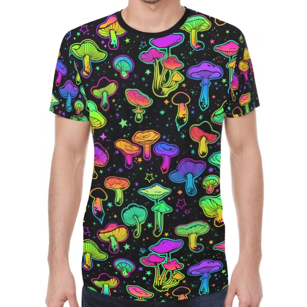 Men psychedelic mushrooms raver shirt - xs - new all over print t-shirt for (t45)