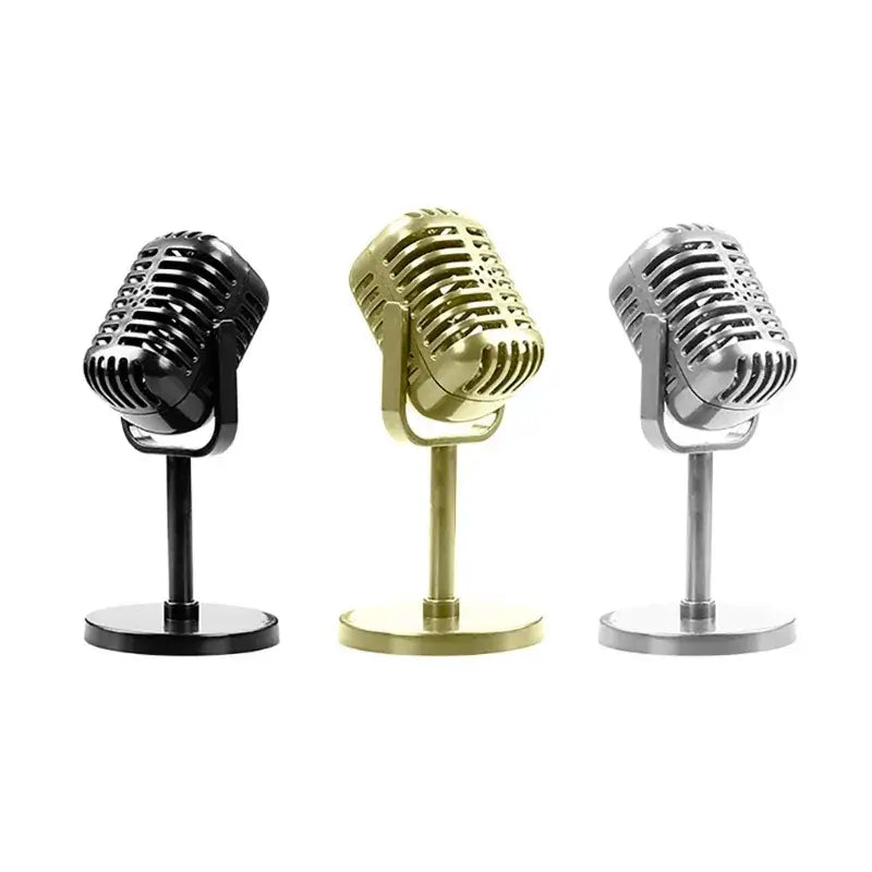 Vintage microphone ornament decor in silver gold or black