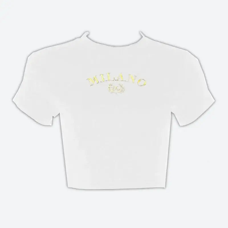 Milano logo green crop top for y2k casual chic style - white / s - tee