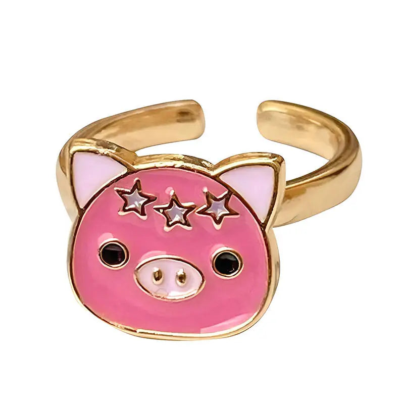 Cute mini pig anxiety ring with spinning design for y2k style - ring