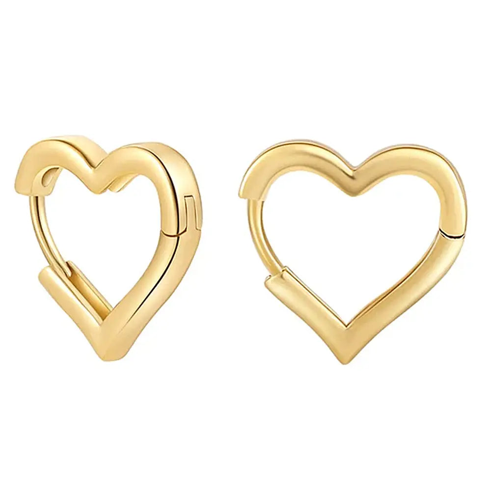 Minimalist heart-shaped earrings - 1.2cm/ 0.47 in / gold - earrings