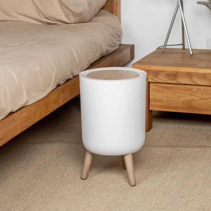 Nordic style minimalist trash bin in chic white color