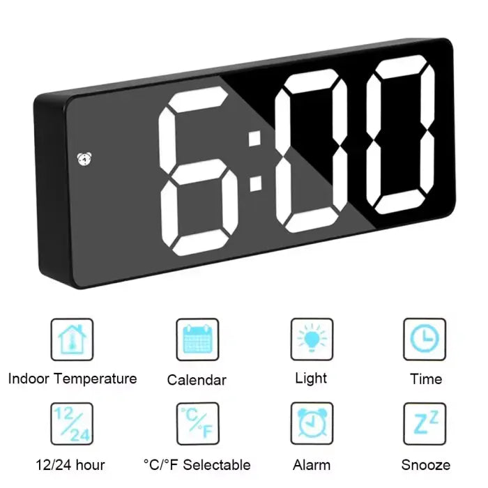 Mirror screen alarm clock for stylish and functional spaces