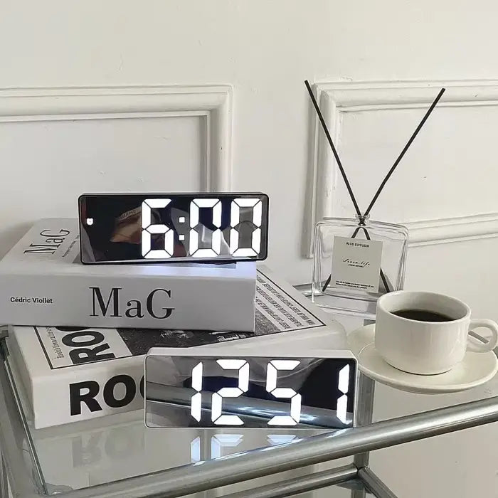 Mirror screen alarm clock for stylish and functional spaces