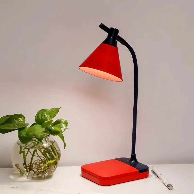 Modern creativity desk lamp with adjustable lighting and rotation - red