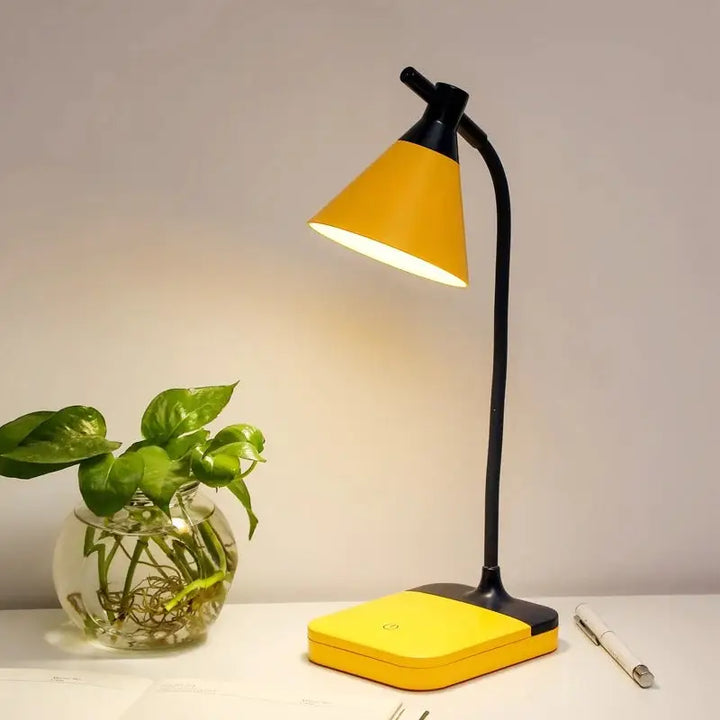 Modern creativity desk lamp with adjustable lighting and rotation - yellow