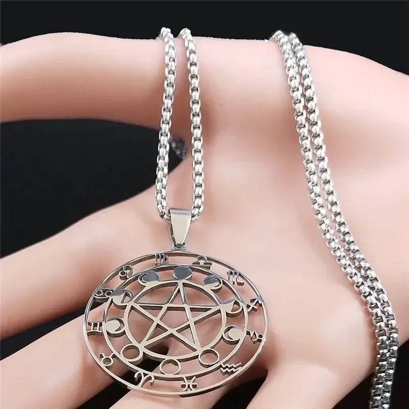 Trendy y2k pentagram pendant necklace jewelry in stainless steel