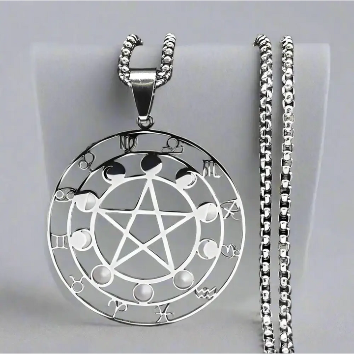 Trendy y2k pentagram pendant necklace jewelry in stainless steel