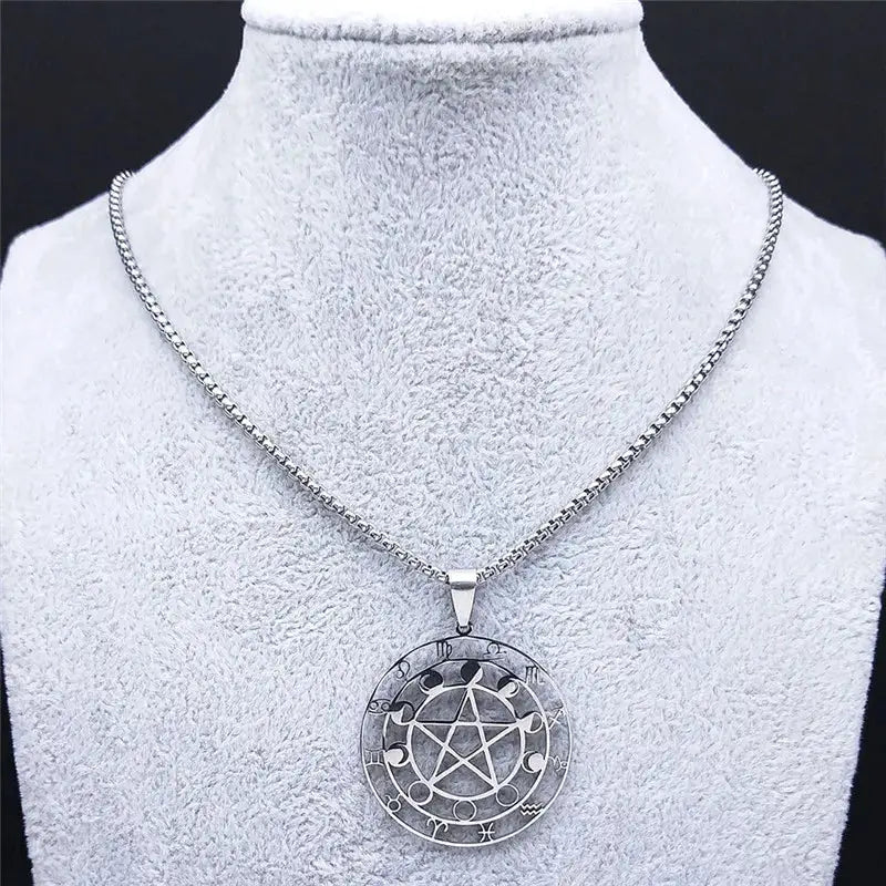 Trendy y2k pentagram pendant necklace jewelry in stainless steel