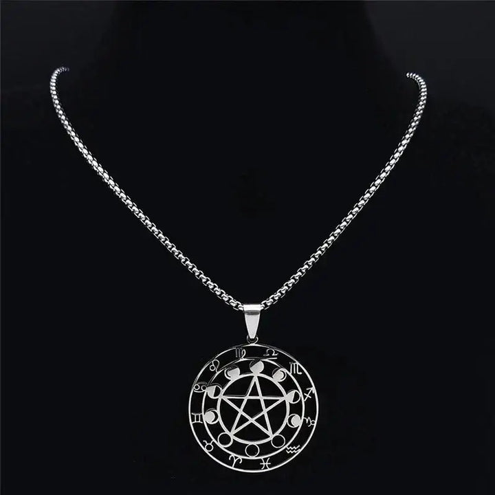 Trendy y2k pentagram pendant necklace jewelry in stainless steel