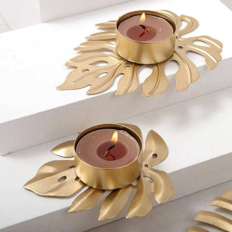 Monstera leaf candle holder for aesthetic room decor