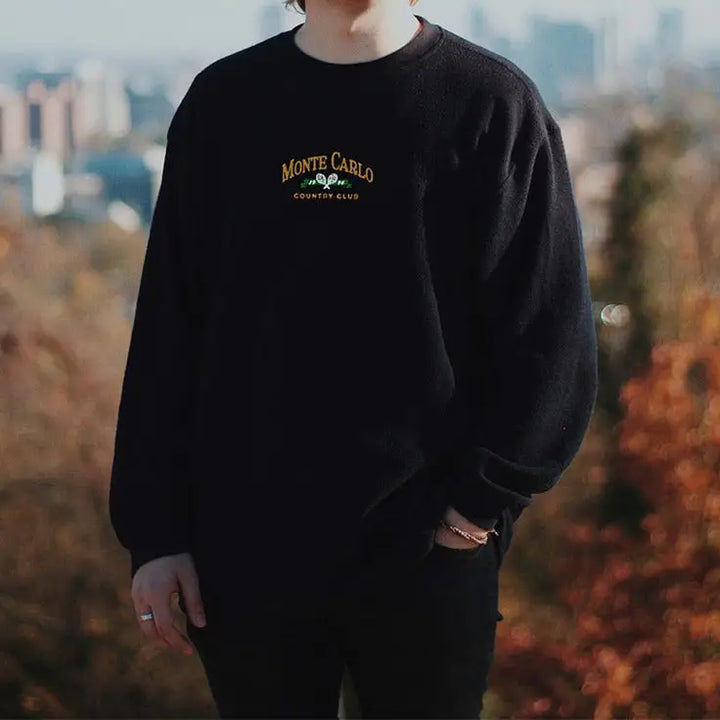 Tennis embroidery vintage sweatshirt with y2k aesthetic - s / black - sweatshirts