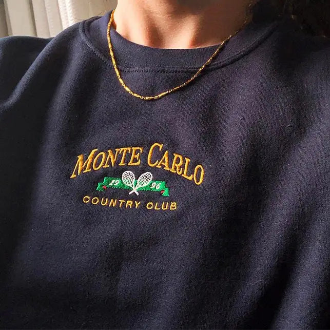 Tennis embroidery vintage sweatshirt with y2k aesthetic - sweatshirts